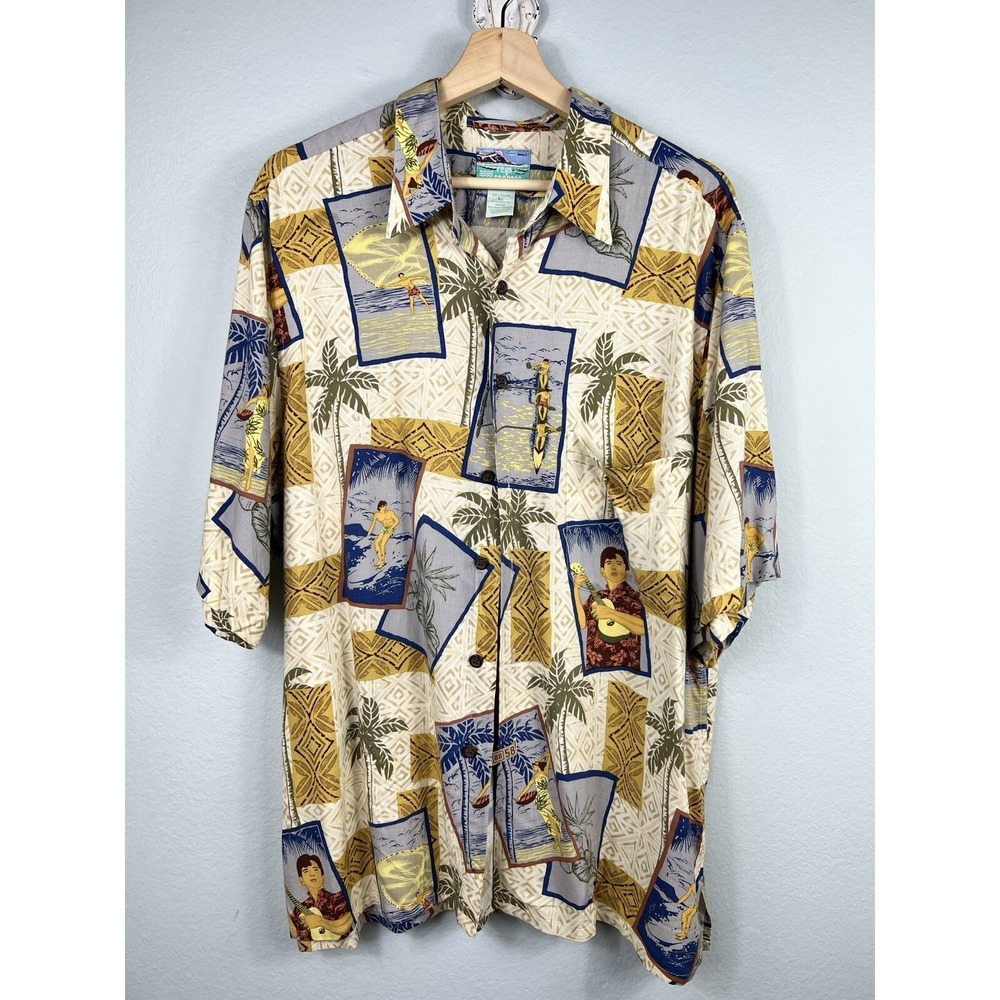 Reyn Spooner Mens Size Large Hawaiian Shirt Traditional's Aloha Surf Beach VTG